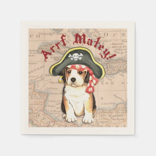 Serviette En Papier Beagle Casquette pirate (Devant)