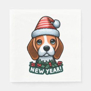 Serviette En Papier Beagle Cheer Festive Nouvel An Souhaite Classique
