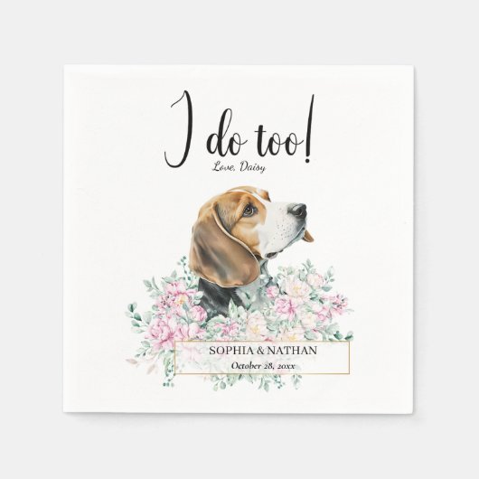Serviette En Papier Beagle Chien Mariage Cocktail Napkins (Devant)