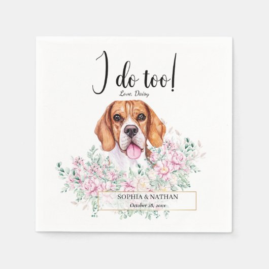 Serviette En Papier Beagle Chien Mariage Cocktail Napkins (Devant)