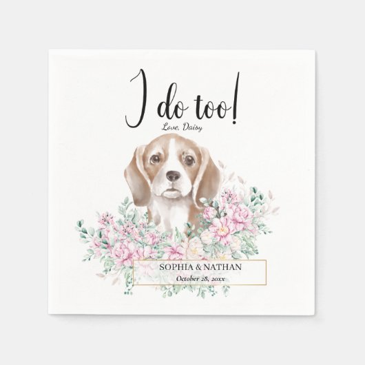 Serviette En Papier Beagle Chien Mariage Cocktail Napkins (Devant)