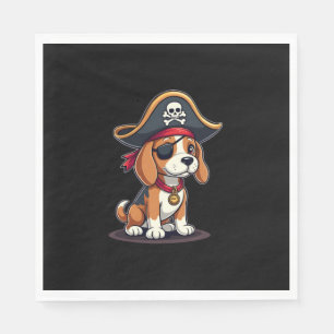 Serviette En Papier Beagle Costume de pirate Jolly roger Drapeau Croix