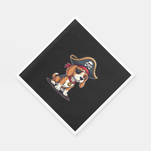 Serviette En Papier Beagle Costume de pirate Jolly roger Drapeau Croix (Coin)