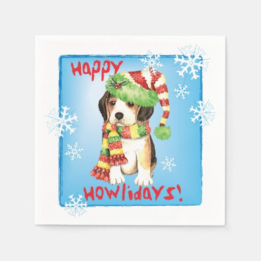 Serviette En Papier Beagle de Noël (Devant)