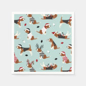 Serviette En Papier Beagle de Noël bleu (Devant)
