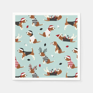 Serviette En Papier Beagle de Noël bleu