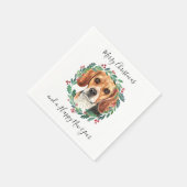 Serviette En Papier Beagle Elegant Chien Joyeux Noël (Coin)