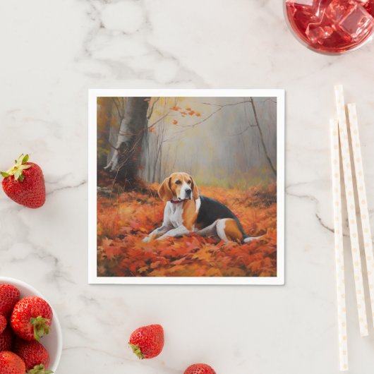 Serviette En Papier Beagle en automne Leaves automne Inspire (En situation)
