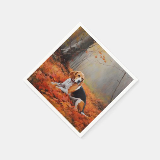 Serviette En Papier Beagle en automne Leaves automne Inspire (Coin)