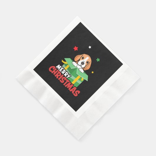 Serviette En Papier Beagle Père Noël Amoureux de les chiens Joyeux Noë (Coin)