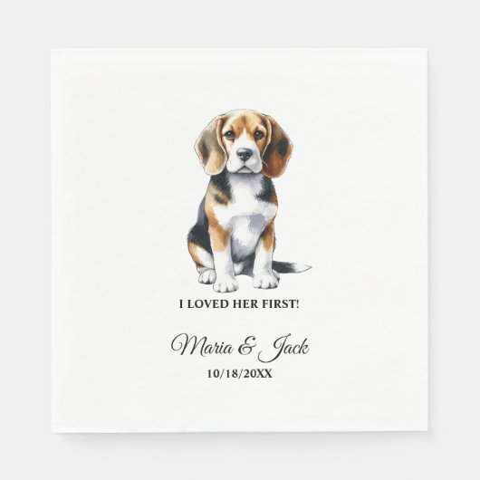 Serviette En Papier Beagle Personnalisé Animaux Mariages Cocktail (Devant)
