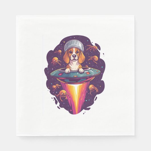 Serviette En Papier Beagle - Rencontre de Chien Intergalactique (Devant)
