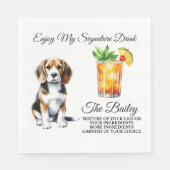 Serviette En Papier Beagle Signature personnalisée Boire Mariage Anima (Devant)