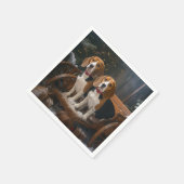 Serviette En Papier Beagle Snowy Sleigh Christmas Decor (Coin)