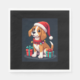 Serviette En Papier Beagle Xmas Éclairage Père Noël Beagle Chien Noël