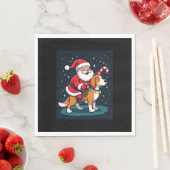 Serviette En Papier Beagle Xmas Éclairage Père Noël équitation Beagle  (En situation)