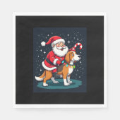 Serviette En Papier Beagle Xmas Éclairage Père Noël équitation Beagle  (Devant)