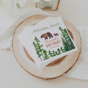 Serviette En Papier Bear Adventure Attend le Baby shower des arbres ve