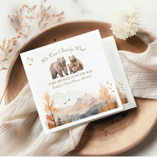 Serviette En Papier Bear Adventure Fall Mountains Baby shower neutre