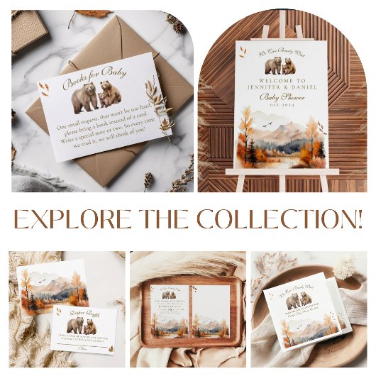 Serviette En Papier Bear Adventure Fall Mountains Baby shower neutre