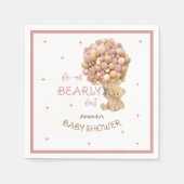 Serviette En Papier Bear Balloons Bébé Fille Douche Boho Rose (Devant)