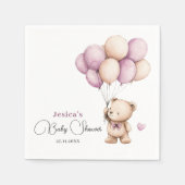 Serviette En Papier Bear Balloons Pastel Purple Baby shower (Devant)