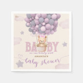 Serviette En Papier Bear Balloons Pastel Purple Baby shower (Devant)