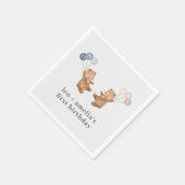 Serviette En Papier Bear Boy Girl Twins - Joint 1er Anniversaire (Coin)