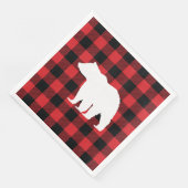 Serviette En Papier Bear Buffalo Check Red et Black Holiday (Coin)