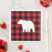 Serviette En Papier Bear Buffalo Check Red et Black Holiday (En situation)