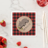 Serviette En Papier Bear Cub Lumberjack Plaid Baby shower serviettes (En situation)