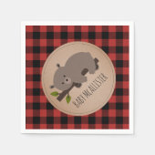Serviette En Papier Bear Cub Lumberjack Plaid Baby shower serviettes (Devant)