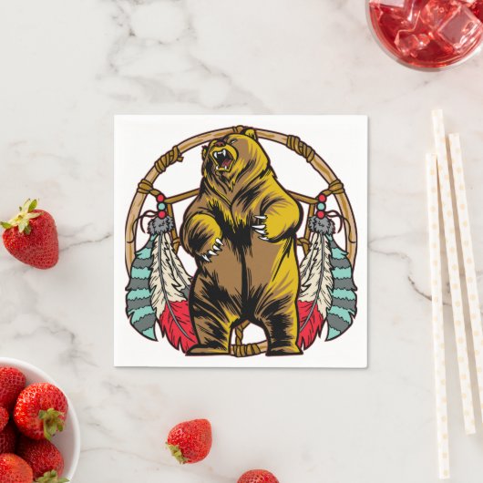 Serviette En Papier Bear Dream Catcher (En situation)