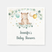 Serviette En Papier Bear Greenery Or Genre Baby shower neutre (Devant)