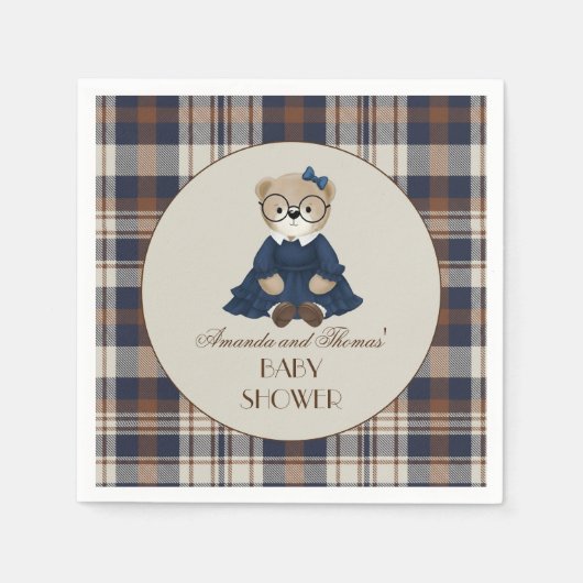 Serviette En Papier Bear Luxury Girl Baby Shower  (Devant)