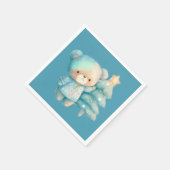 Serviette En Papier Bear mignonne et sapin de Noël Turquoise (Coin)