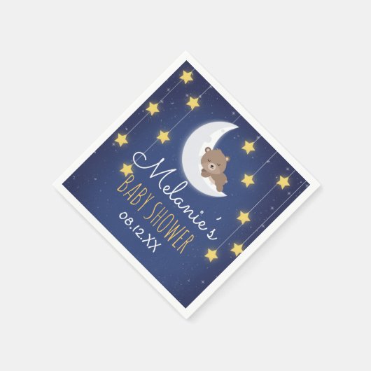 Serviette En Papier Bear Sleeping Vous Aimez La Lune Baby shower arriè (Coin)