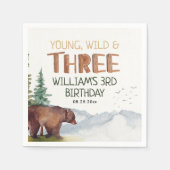 Serviette En Papier Bear-Young Wild and Three Boys 3e anniversaire (Devant)