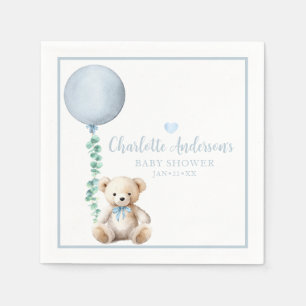 Serviette En Papier Bearly Wait Blue Teddy Bear Baby shower serviettes