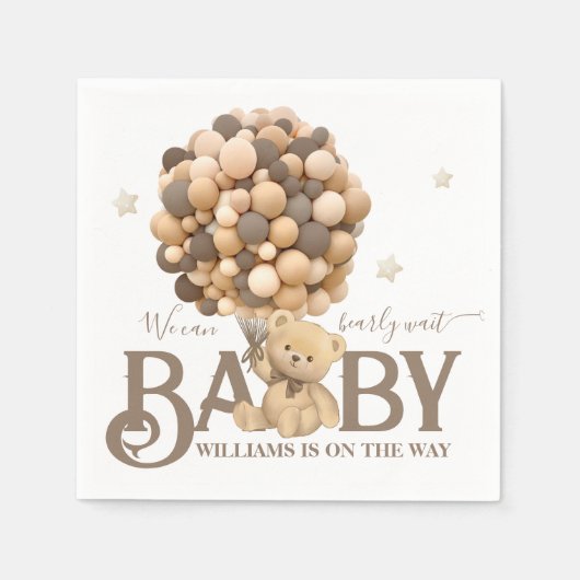 Serviette En Papier Bearly Wait Boho Balloon Baby shower neutre (Devant)