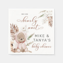 Bearly wait boho ours fille baby shower serviettes