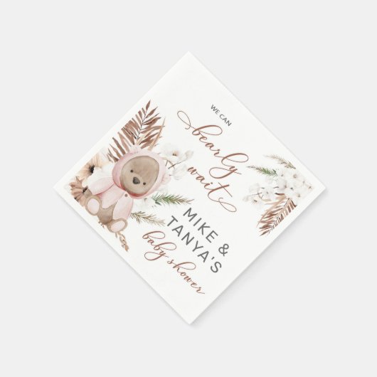 Serviette En Papier Bearly wait boho ours fille baby shower serviettes (Coin)