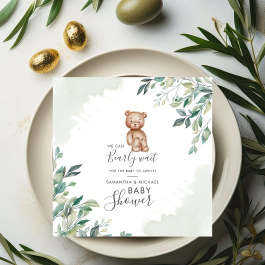 Serviette En Papier Bearly Wait Eucalyptus Feuille Couples Baby shower