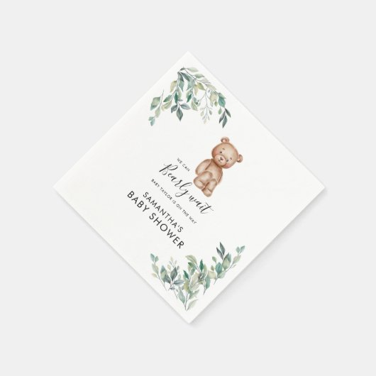 Serviette En Papier Bearly Wait Eucalyptus Script Baby shower papier (Coin)