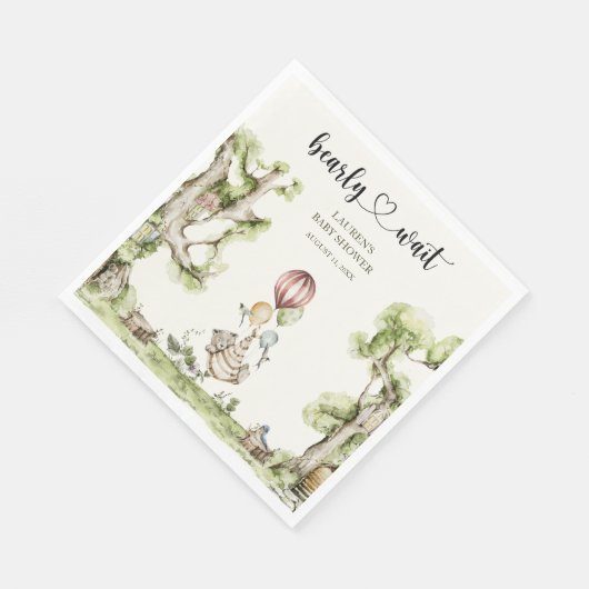 Serviette En Papier Bearly Wait Genre Neutre Baby shower Woodland (Coin)