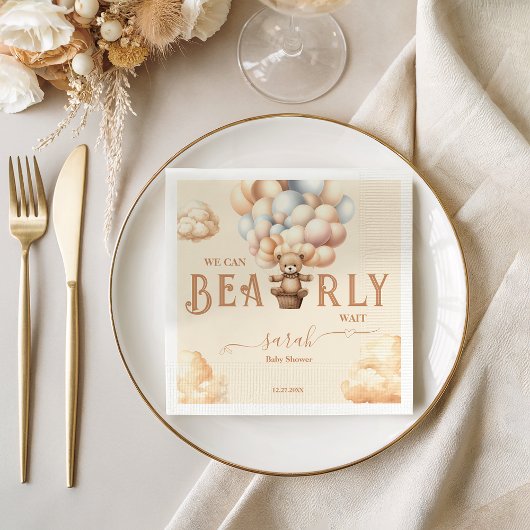 Serviette En Papier Bearly Wait Genre Neutre Teddy Bolos Ours