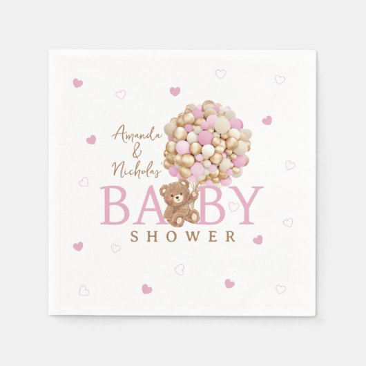 Serviette En Papier Bearly Wait Minimale Pink Gold Bear Thème (Devant)
