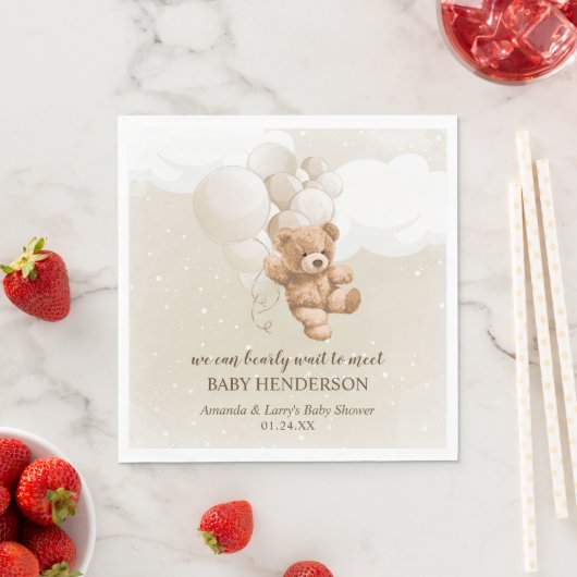 Serviette En Papier Bearly Wait Neutral Teddy Bear (En situation)