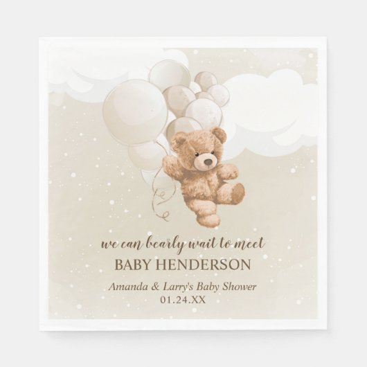 Serviette En Papier Bearly Wait Neutral Teddy Bear (Devant)