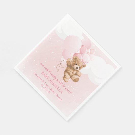 Serviette En Papier Bearly Wait Pink Teddy Bear Napkins (Coin)